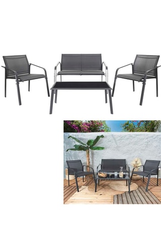 Conjunto de jardim Naxos - 4 lugares Mesa de centro - 2 cadeiras - Sofá