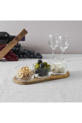 Conjunto para aperitivo em acácia - 4 peças