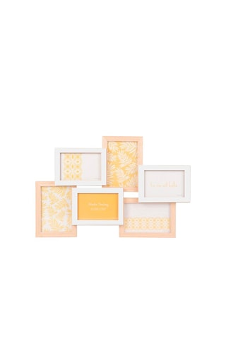 Moldura para 6 fotografias - 10 x 15 cm Branco e imitação de madeira