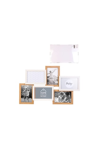Moldura para 6 fotografias - 10 x 15 cm Branco e imitação de madeira