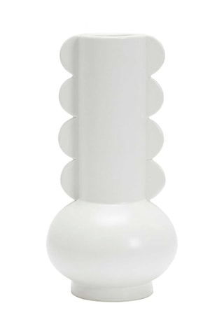 Vaso de porcelana Lola - 8 x 15 x 8 cm - Bege e branco