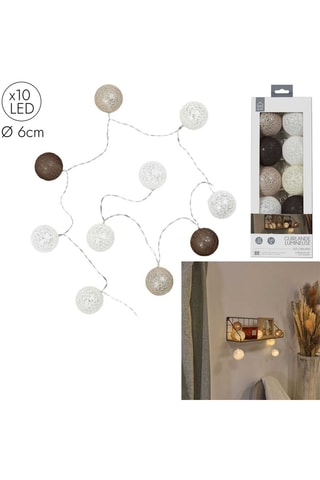 Grinalda luminosa 10 LED - Branco, bege e castanho 