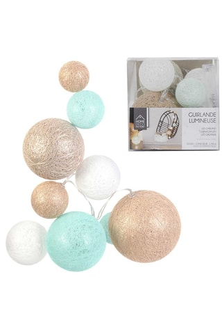 Grinalda luminosa 10 LED - Branco, azul e castanho 