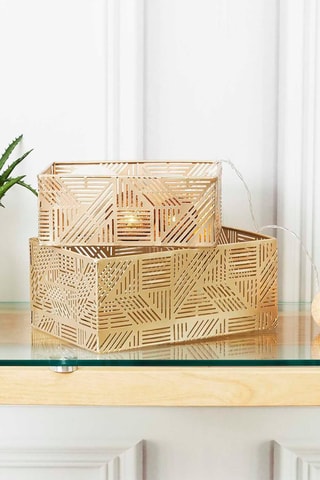 Cesto em metal perfurado - Dourado