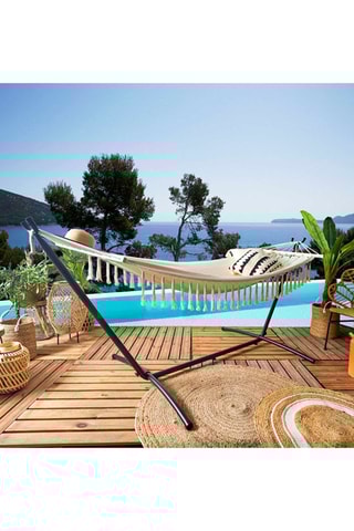 Cama de rede com franjas em madeira de álamo Terre inconnue - 285 x 90 cm