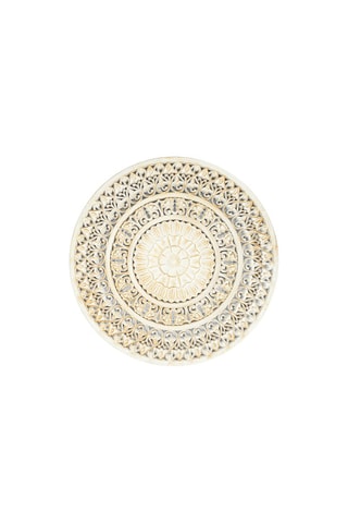 Decoração de parede redonda em madeira Branco e dourado