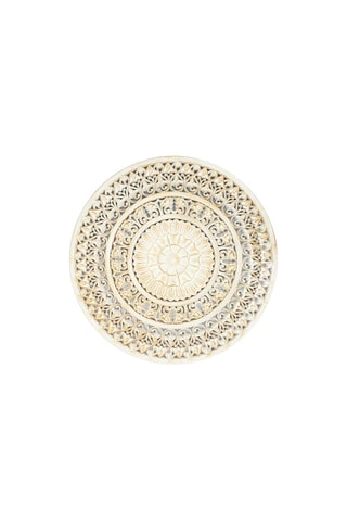 Decoração de parede redonda em madeira Branco e dourado