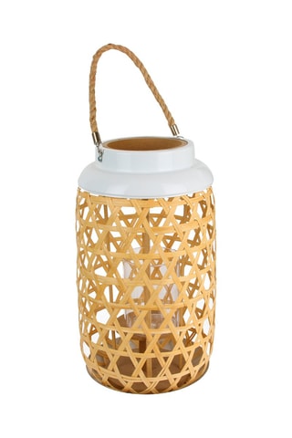 Candeeiro de madeira 38,5 cm - Natural e branco