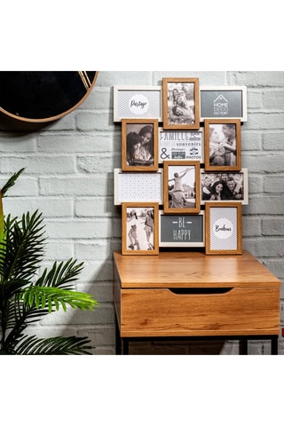 Moldura para 12 fotografias 10 x 15 cm 
 - Castanho claro e branco