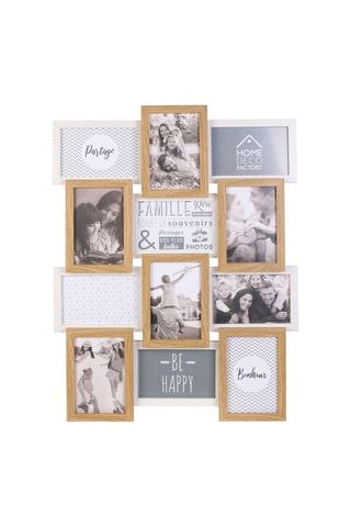 Moldura para 12 fotografias 10 x 15 cm 
 - Castanho claro e branco