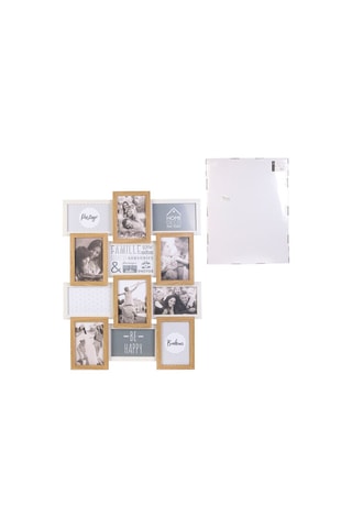 Moldura para 12 fotografias 10 x 15 cm 
 - Castanho claro e branco