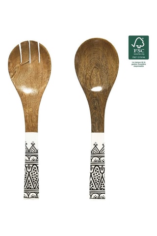 Talheres de salada em madeira de mangueira - Natural