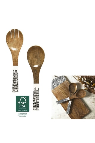 Talheres de salada em madeira de mangueira - Natural