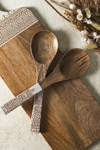 Talheres para salada em madeira de mangueira Dune Terracotta