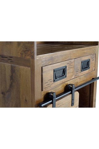 Meuble bar 1 porte - Naturel et noir