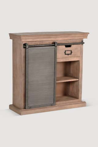 Meuble de rangement 1 porte - Naturel et noir