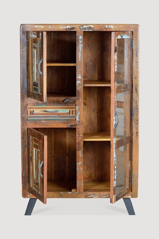 Meuble de rangement 3 portes - Naturel et blanc