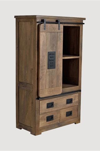 Meuble de rangement 1 porte - Naturel et noir