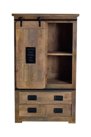 Meuble de rangement 1 porte - Naturel et noir