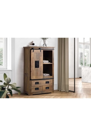 Meuble de rangement 1 porte - Naturel et noir