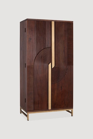 Meuble bar 2 portes - Naturel et cerise