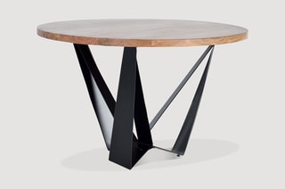 Table à manger ronde - Naturel et noir