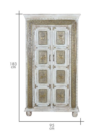 Armoire 2 portes - Ecru et doré