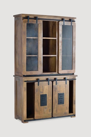 Armoire 4 portes - Naturel et noir
