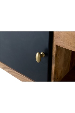 Meuble TV 2 portes - Naturel et noir