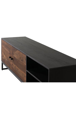 Meuble TV 2 portes - Noir et marron