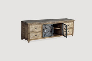 Meuble TV 2 portes - Noir et marron