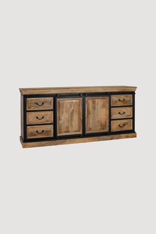 Meuble TV 2 portes - Naturel et noir