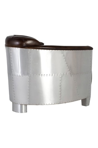 Fauteuil - Marron et argenté - En cuir et aluminium