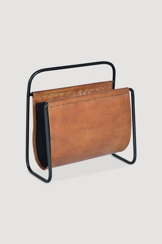 Porte-magazines en cuir Camel