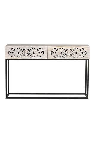 Console 2 tiroirs - Ecru et noir