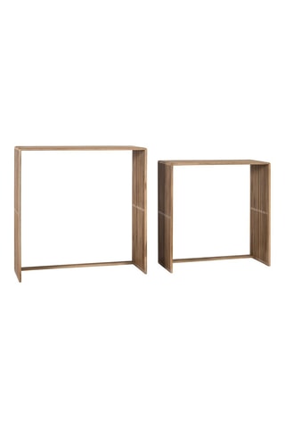 2 consoles gigognes en teck - 75 x 75 x 30/85 x 86 x 30 cm