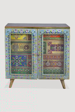 Commode 2 portes - 
Naturel et bleu