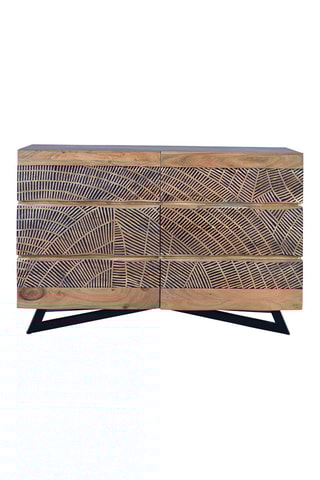 Commode 6 tiroirs - 
Naturel et noir