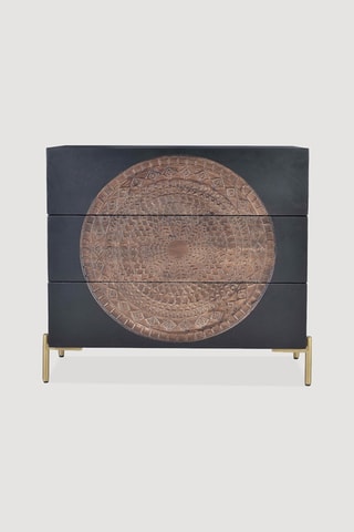 Commode 3 tiroirs - 
Noir et naturel