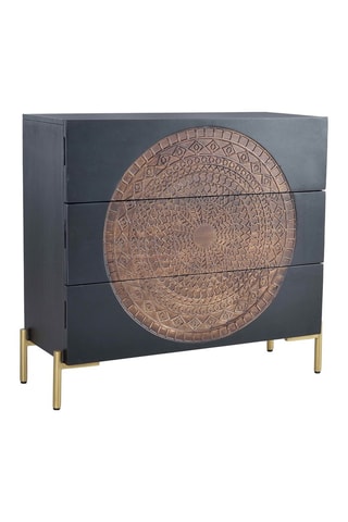 Commode 3 tiroirs - 
Noir et naturel