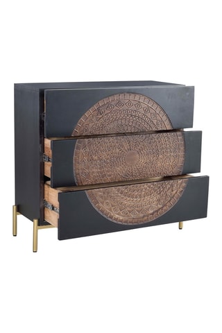 Commode 3 tiroirs - 
Noir et naturel