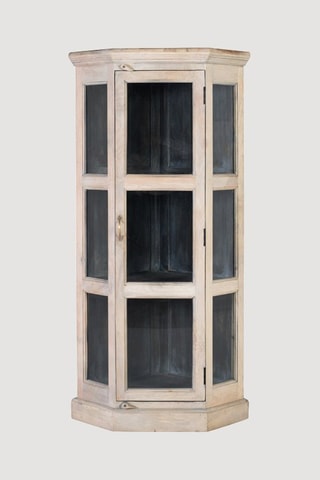 Vitrine d’angle 1 porte en manguier - 74 x 150 x 55 cm