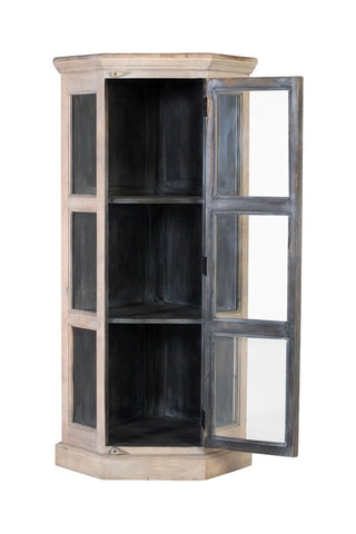 Vitrine d’angle 1 porte en manguier - 74 x 150 x 55 cm