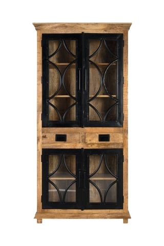 Vitrine 4 portes en bois de manguier - 100 x 200 x 40 cm