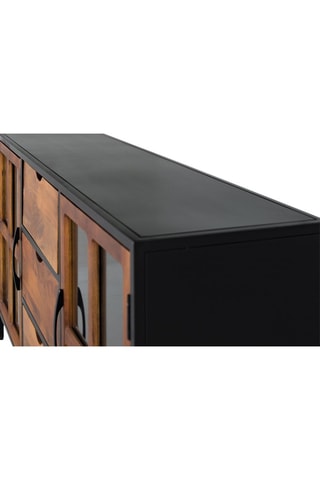 Buffet 2 portes et 3 tiroirs - Naturel et noir