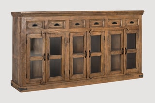 Buffet 6 portes en manguier - 225 x 120 x 45 cm