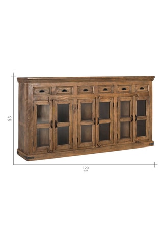 Buffet 6 portes en manguier - 225 x 120 x 45 cm