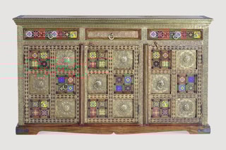 Buffet 3 portes - Naturel et doré