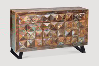 Buffet 3 portes - Naturel et argenté