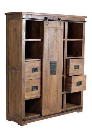 Buffet 1 porte - Naturel et noir